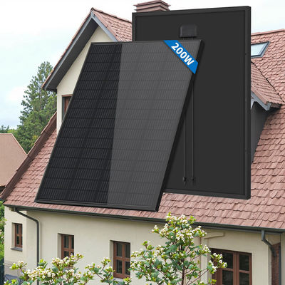 Système d'énergie solaire pour maison Panneau solaire noir de 200 W avec verre et câble photovoltaïque de 900 mm